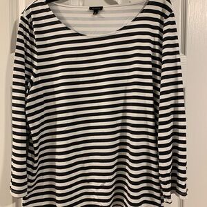 Talbots Women's Black and White Striped Top